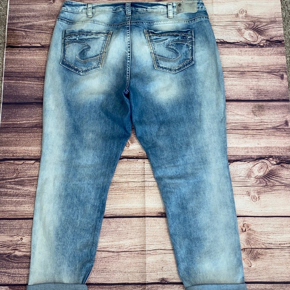Silver Jeans Distressed Boyfriend Light Wash - Picture 3 of 7